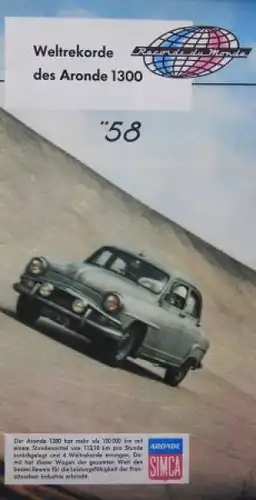 Simca Aronde Modellprogramm 1958 Automobilprospekt (8092)