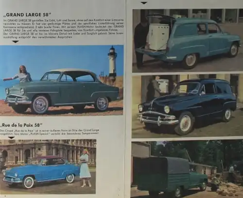 Simca Aronde Modellprogramm 1958 Automobilprospekt (8092)