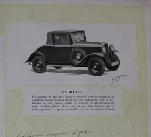 Opel 1,8 Liter Modelprogramm 1931 Automobilprospekt (8173)