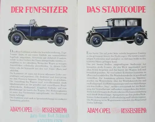 Opel 80 Modellprogramm 1926 Automobilprospekt (8181)