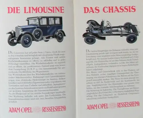 Opel 80 Modellprogramm 1926 Automobilprospekt (8181)
