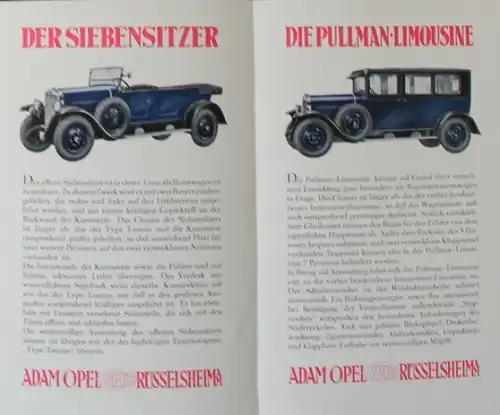 Opel 80 Modellprogramm 1926 Automobilprospekt (8181)