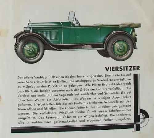 Opel 4 PS Modellprogramm 1927 Automobilprospekt (8185)