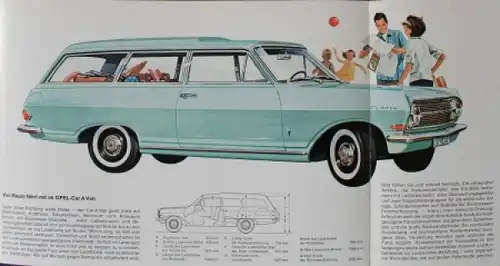 Opel Rekord Caravan Modellprogramm 1964 Automobilprospekt (8262)