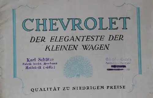 Chevrolet Modellprogramm 1926 Automobilprospekt (8325)