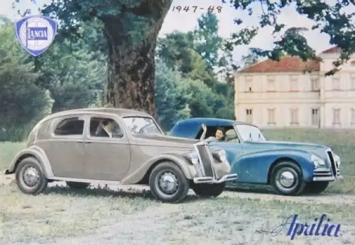 Lancia Aprilia Modellprogramm 1947 Automobilprospekt (8451)