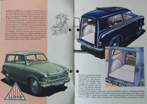 Lloyd LP 400 S Modellprogramm 1958 Automobilprospekt  (8466)
