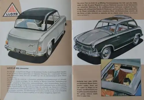 Lloyd LP 400 Modellprogramm 1958 Automobilprospekt (8468)