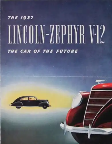 Lincoln Zephyr V-12 Modellprogramm 1937 Automobilprospekt (8482)