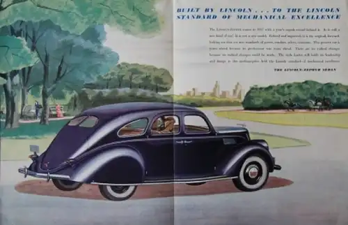 Lincoln Zephyr V-12 Modellprogramm 1937 Automobilprospekt (8482)