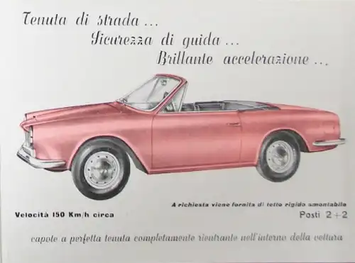 Moretti 1100 Coupe Spider Modellprogramm 1959 Automobilprospekt (8501)