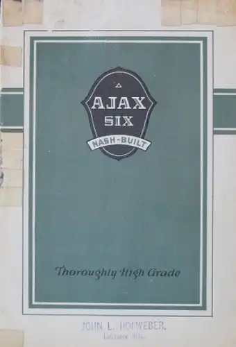 Nash Ajax Six Modellprogramm 1926 Automobilprospekt (8532)