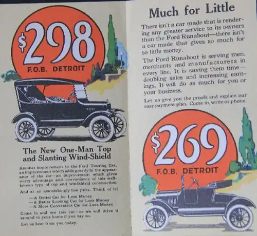 Ford T Modellprogramm 1922 Automobilprospekt (8573)