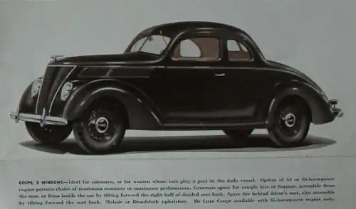 Ford 60 Horsepower Modellprogramm 1937 Automobilprospekt (8579)