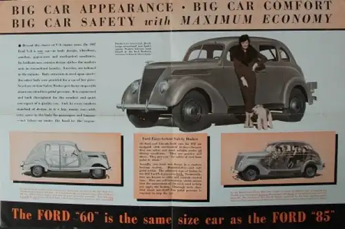 Ford 60 Horsepower Modellprogramm 1937 Automobilprospekt (8579)