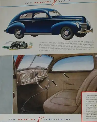 Ford Mercury 8 Modellprogramm 1939 Automobilprospekt (8581)