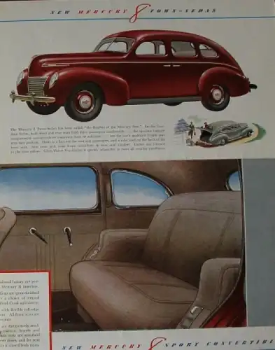 Ford Mercury 8 Modellprogramm 1939 Automobilprospekt (8581)