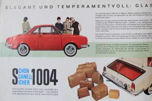 Glas S 1004 Cabriolet Modellprogramm 1965 Automobilprospekt (8657)