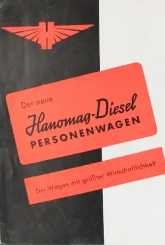 Hanomag Diesel Personenwagen Modellprogramm 1939 Automobilprospekt (8664)