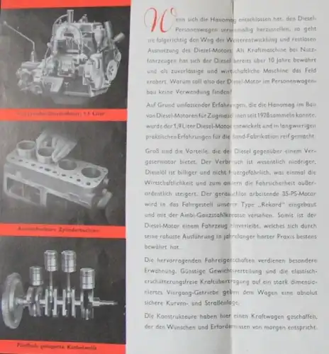 Hanomag Diesel Personenwagen Modellprogramm 1939 Automobilprospekt (8664)