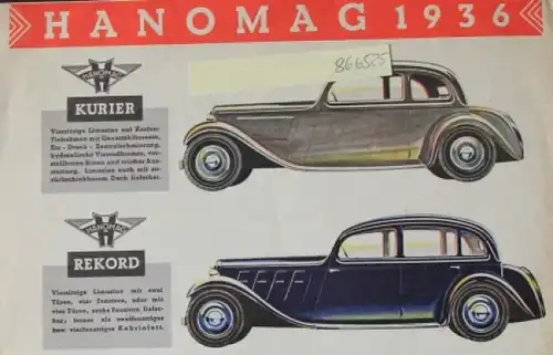 Hanomag Modellprogramm 1936 Automobilprospekt (8665)