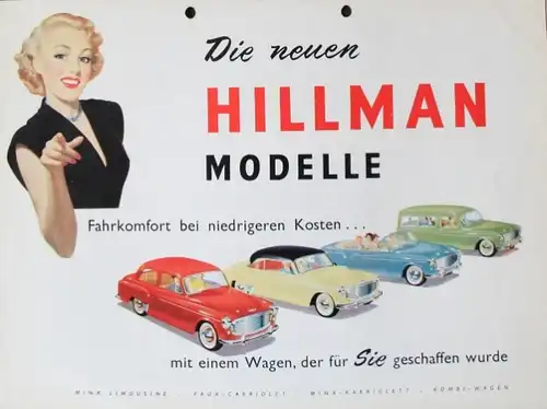 Hillman Modellprogramm 1958 Automobilprospekt (8673)