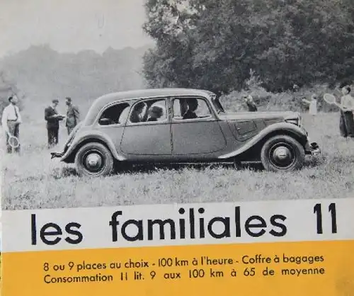 Citroen 11 CV Traction Avant Modellprogramm 1937 Automobilprospekt (8681)