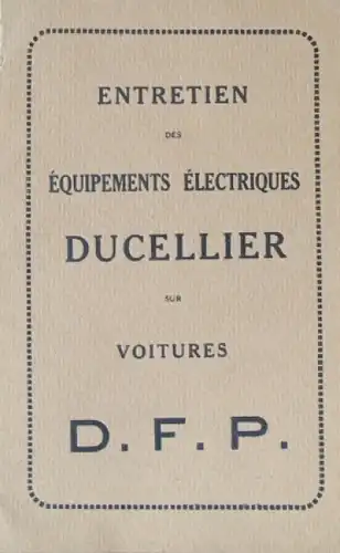 Ducellier "Equipment pour Voitures" 1922 Automobil-Ersatzteilkatalog (8736)