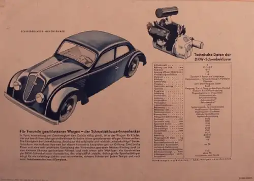 DKW Schwebeklasse Modellprogramm 1935 Automobilprospekt (8756)