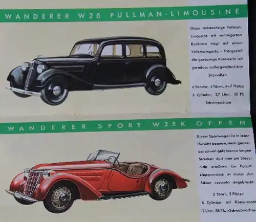 Wanderer Automobile Modellprogramm 1937 Automobilprospekt (8772)