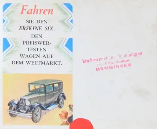 Studebaker Erskine Six Modellprogramm 1928 Automobilprospekt (8797)