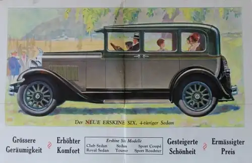 Studebaker Erskine Six Modellprogramm 1928 Automobilprospekt (8797)