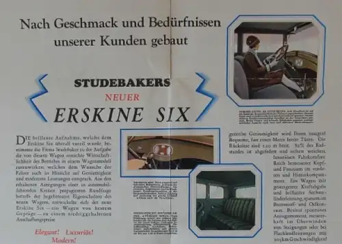 Studebaker Erskine Six Modellprogramm 1928 Automobilprospekt (8797)