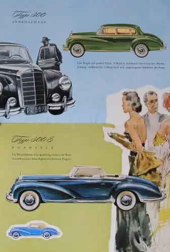 Mercedes-Benz 6 Zylinder Modellprogramm 1954 Automobilprospekt (8829)