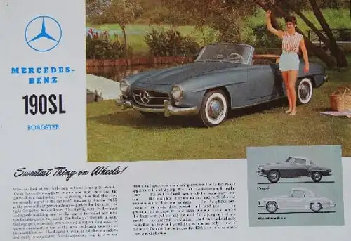 Mercedes-Benz 190 SL Roadster Modellprogramm 1957 Automobilprospekt (8836)