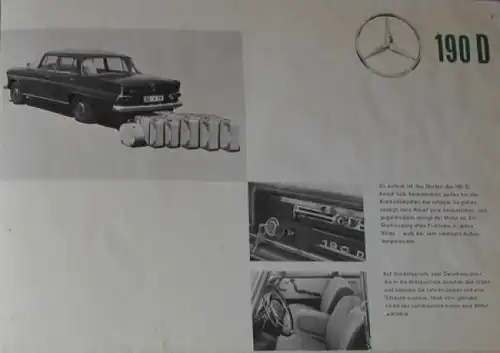 Mercedes-Benz 190 D Modellprogramm 1965 Automobilprospekt (8863)