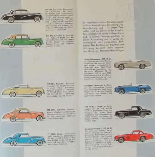 Mercedes-Benz Modellprogramm 1958 Automobilprospekt (8940)