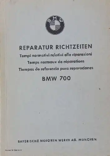 BMW 700 Reparatur Richtzeiten 1958 (8961)