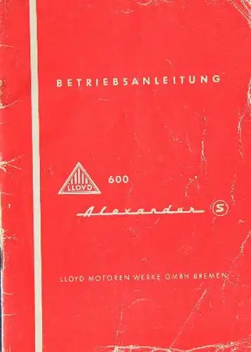 Lloyd Alexander 600 S 1958 Betriebsanleitung (8991)