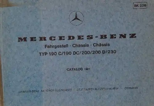 Mercedes-Benz 190 - 230 Ersatzteilkatalog 1958 (8999)