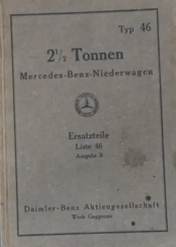 Mercedes-Benz 2,5 to Niederwagen 1928 Ersatzteilliste (9008)