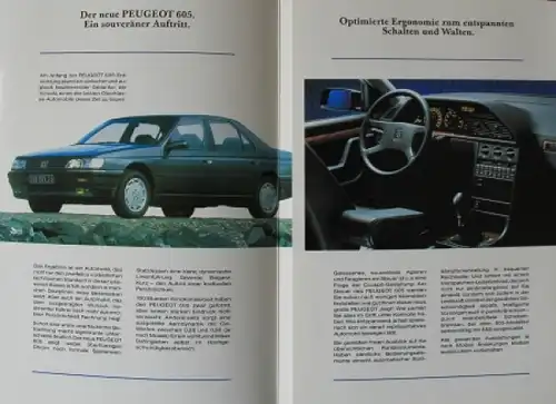 Peugeot 605 Modellprogramm 1992 Automobilprospekt (9093)
