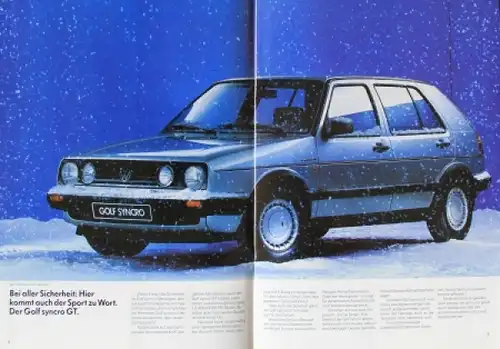 Volkswagen Golf Synchro Modellprogramm 1988 Automobilprospekt (9095)