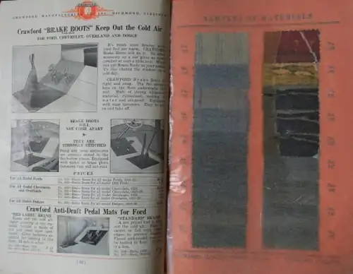 Crawford Modellprogramm 1926 "Manufacturing Auto Fabric Goods" Automobil-Zubehörkatalog (9161)
