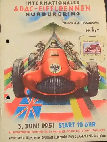 ADAC "Eifelrennen" Nürburgring 1951 Rennprogramm (9168)