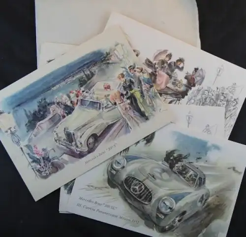 Mercedes-Benz Postkartenmappe 1957 Hans Liska Motive (9490)