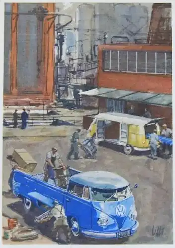 Volkswagen T1 Transporter 1958 Werkspostkarte Victor Mundorff (0233)