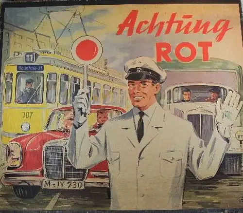 Noris Spiele "Achtung Rot" 1958 Verkehrsbrettspiel in Originalkarton (9539)