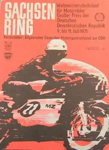 "Sachsenringrennen" Hohenstein Juli 1971 Rennprogramm (9591)