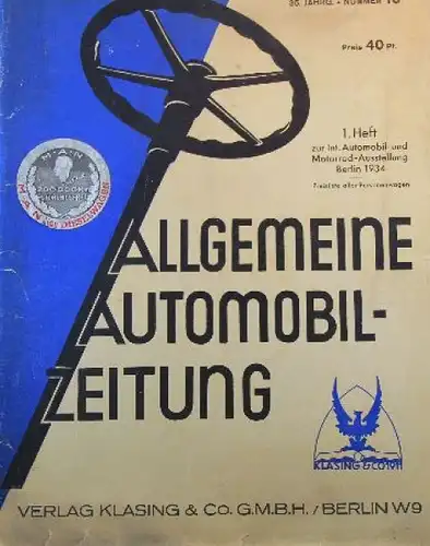 "Allgemeine Automobil-Zeitung" Automobil-Magazin 1934 Sonderheft zur IAA (9643)